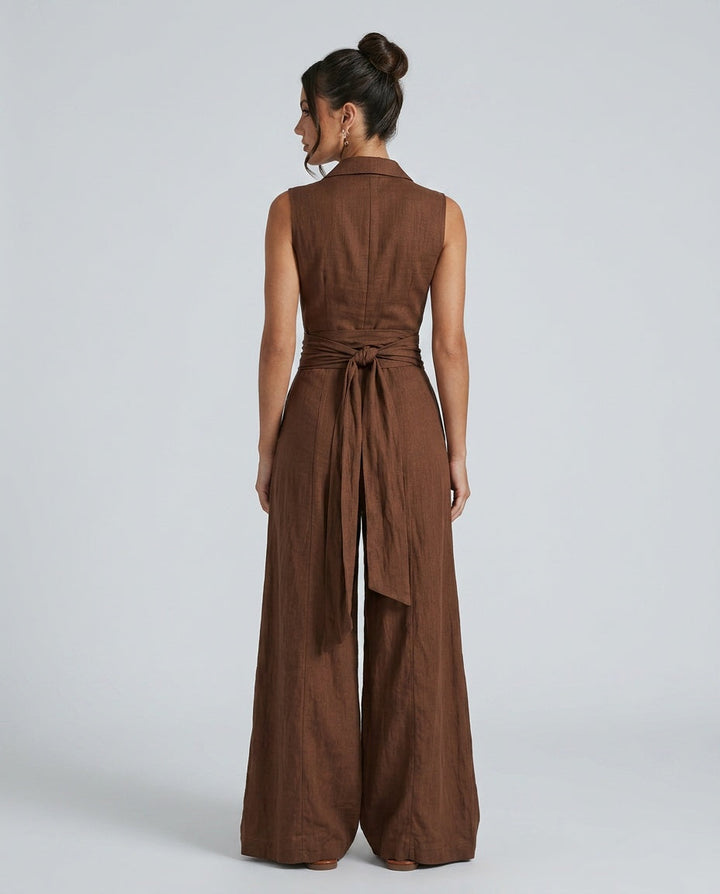Chic women's wide leg jumpsuit, ideal for smart casual or elevated everyday style with button details.