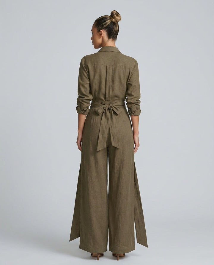 Effortlessly chic women's wide leg jumpsuit, a comfortable one-piece with elegant button front for any occasion.
