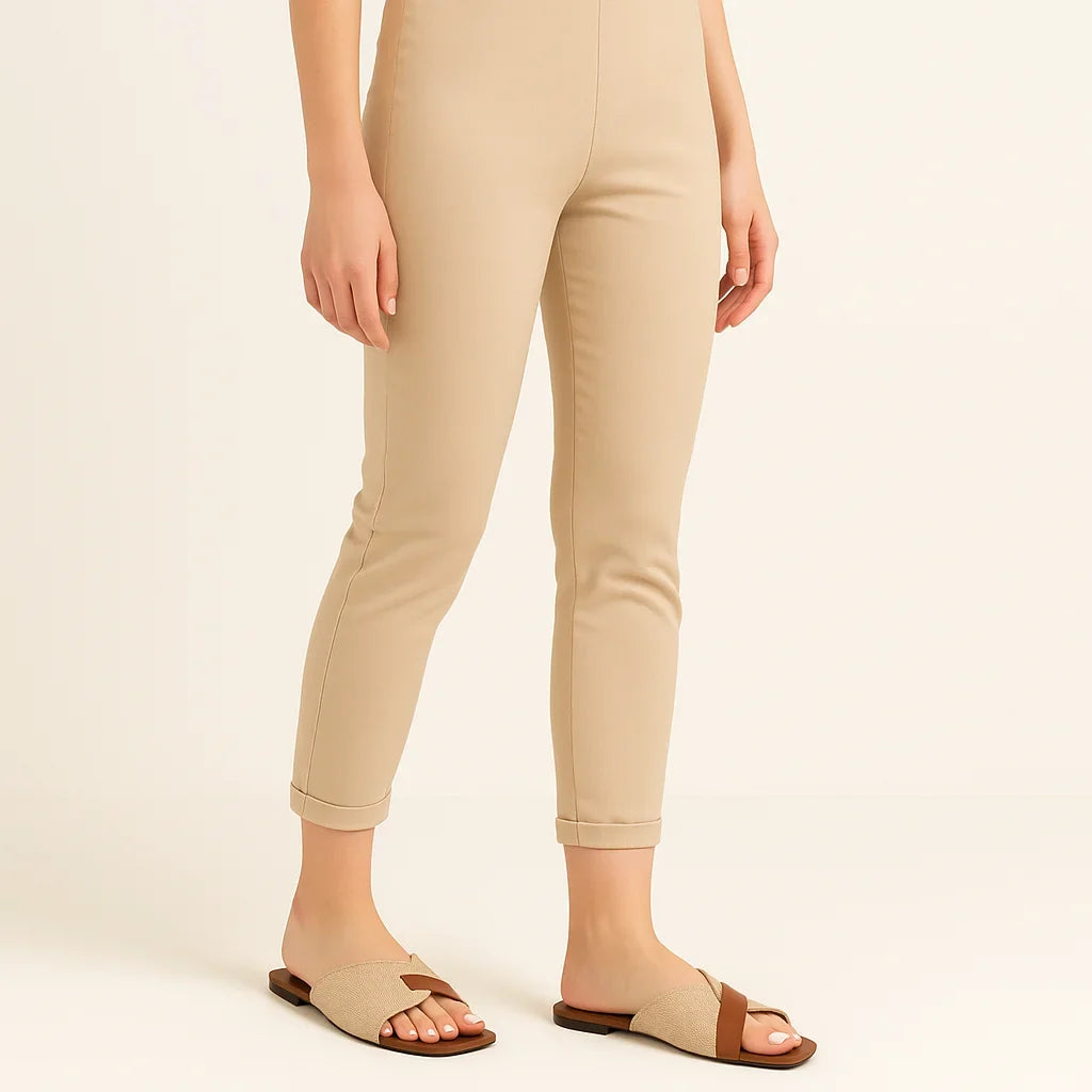 Women's chic woven square-toe slides. Comfortable criss-cross flat sandals for summer casual wear and effortless style.
