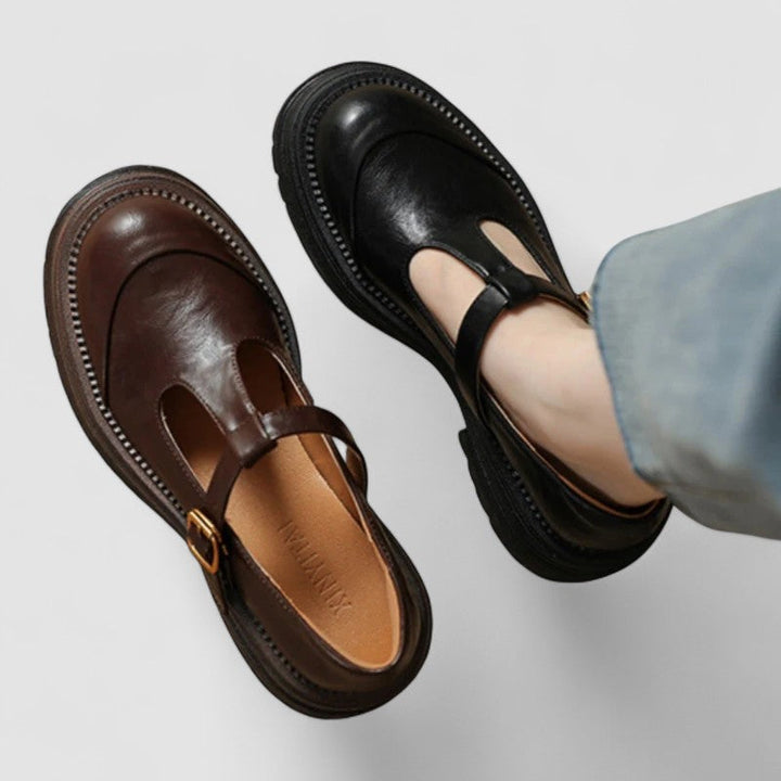 Fashion-forward women's chunky sole Mary Jane shoes, a blend of classic footwear & modern trend for style.