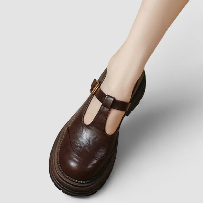 Classic women's strap Mary Jane shoes featuring a distinctive chunky platform sole for modern women's footwear.