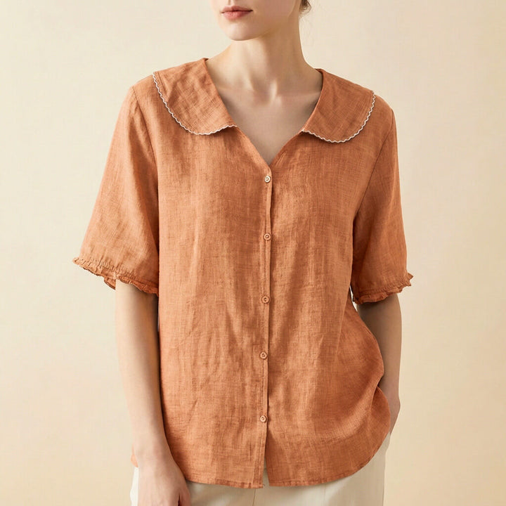 Elegant womens fashion: Clara summer blouse, perfect for casual or elegant wear.