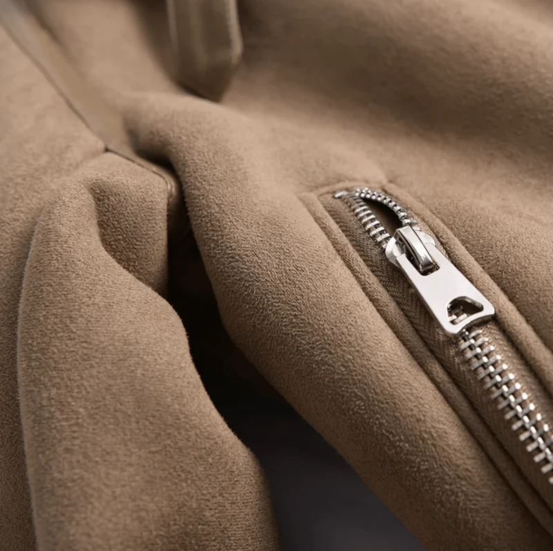 Back view of a women's structured aviator jacket, showcasing its tailored fit and stylish design for outerwear.
