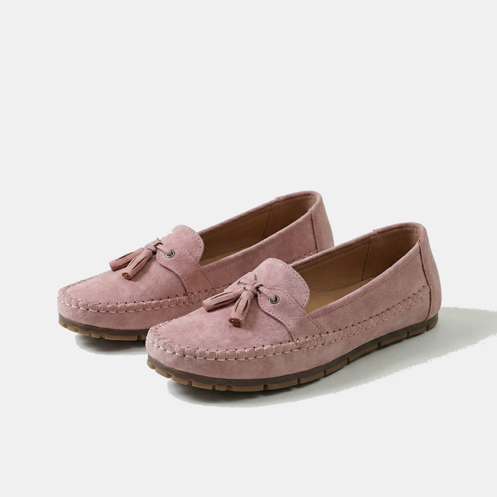 Women's classic black tassel loafers. Elegant slip-on shoes for work & everyday comfort. Smart casual women's flats.