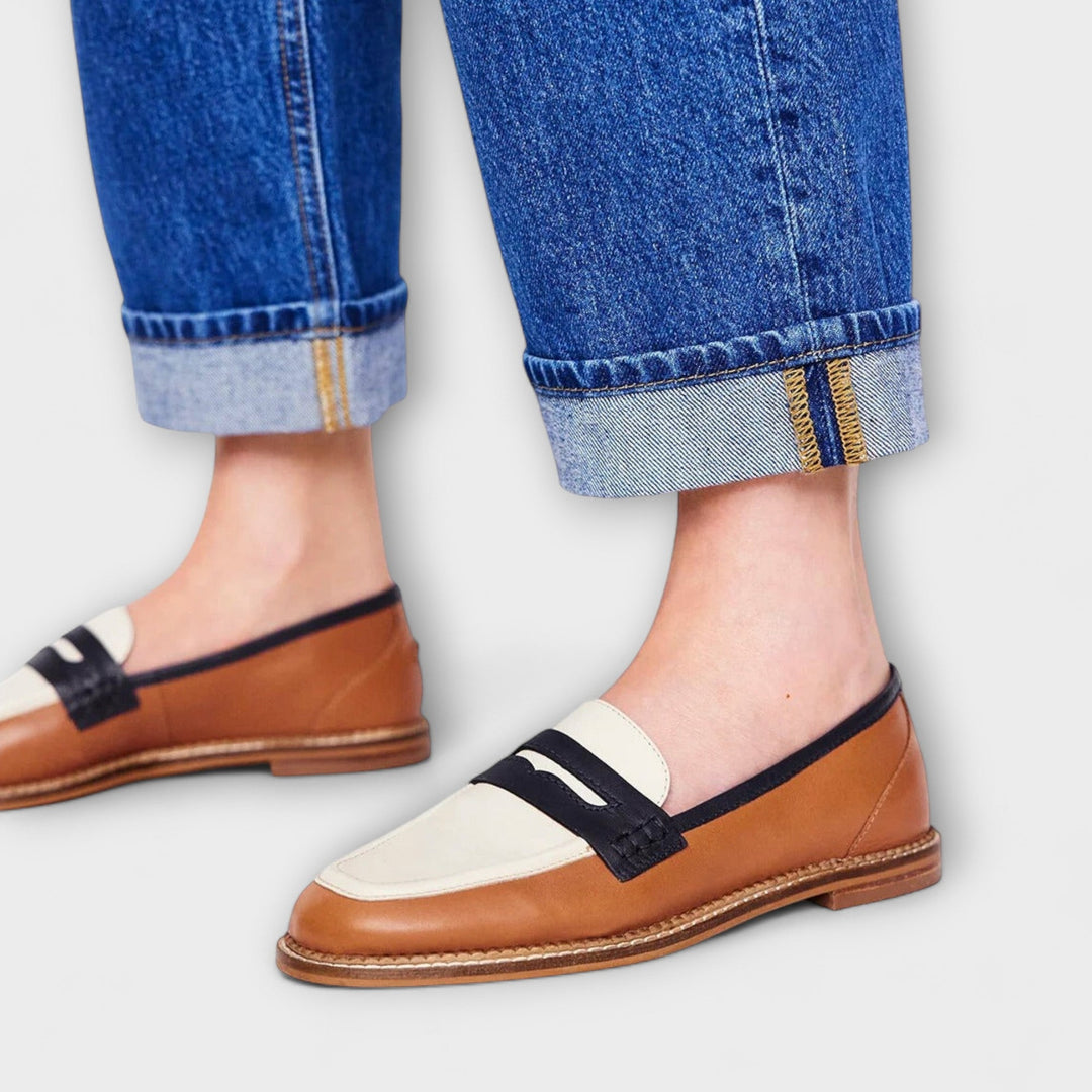 Women's classic brown slip-on loafers, perfect for everyday wear & comfortable style. Versatile dress or casual shoes.