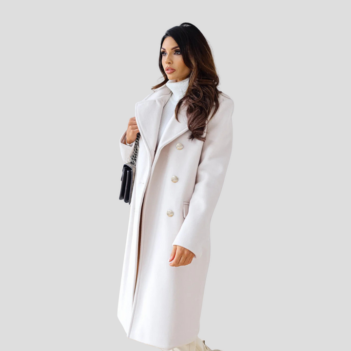 Elegant women's double-breasted outerwear. Perfect for a chic look & office wear.