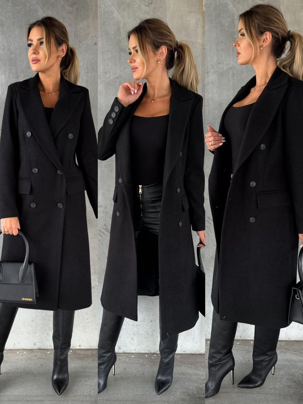 Daily wear women's classic double-breasted winter jacket, chic outerwear for elegant & casual fashion.