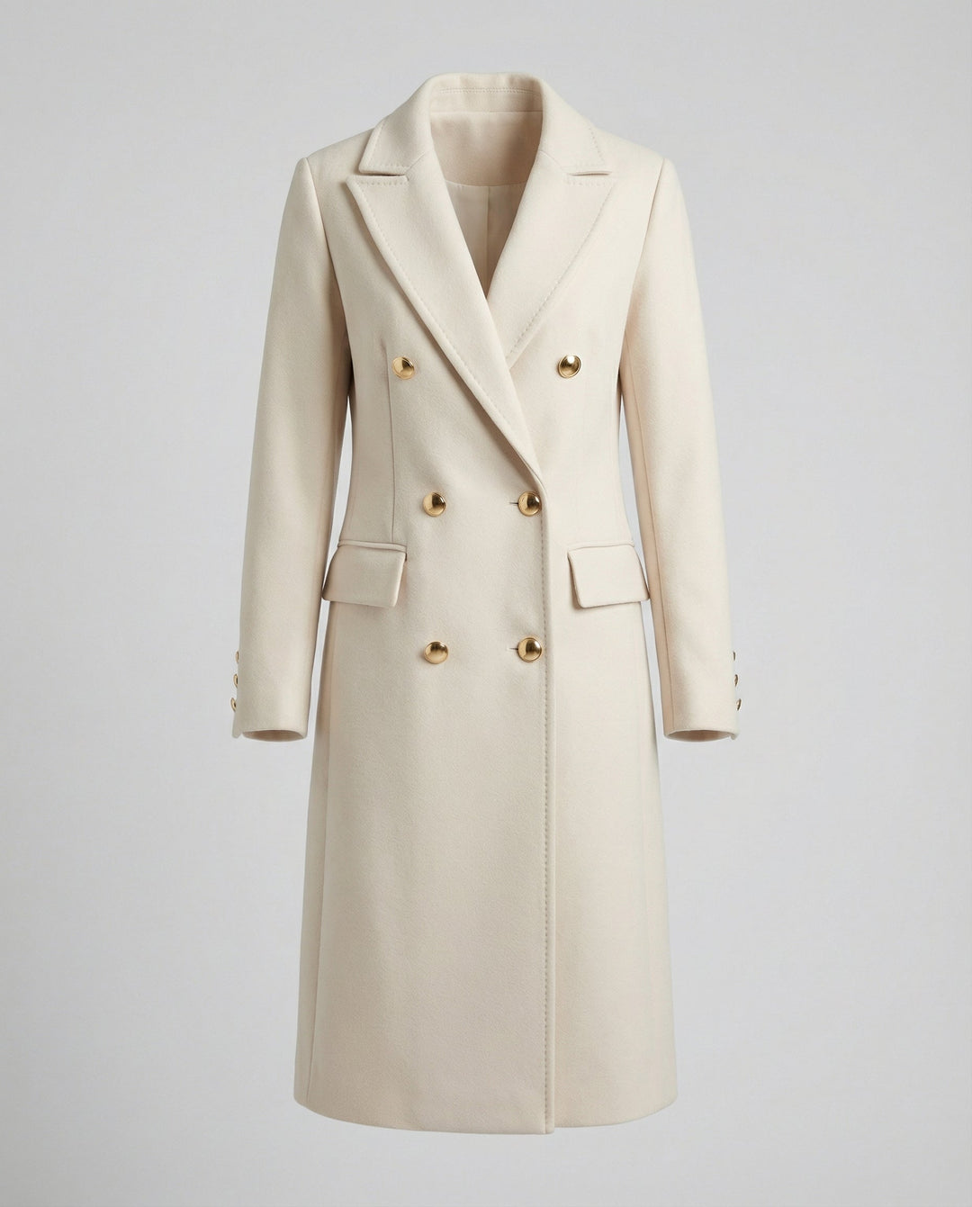 Elegant women's double-breasted winter coat, classic style outerwear offering warmth & chic fashion.