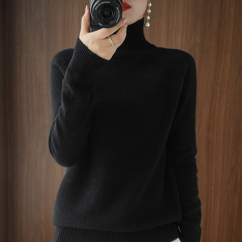 Cozy women's turtleneck sweater, a versatile piece for workwear and casual wear.