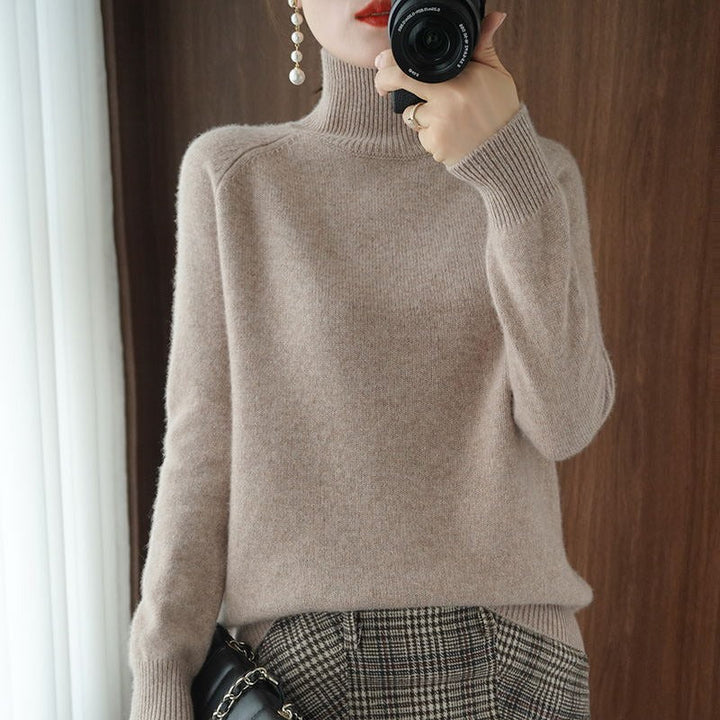 Effortless style: women's turtleneck sweater paired with jeans for casual wear.