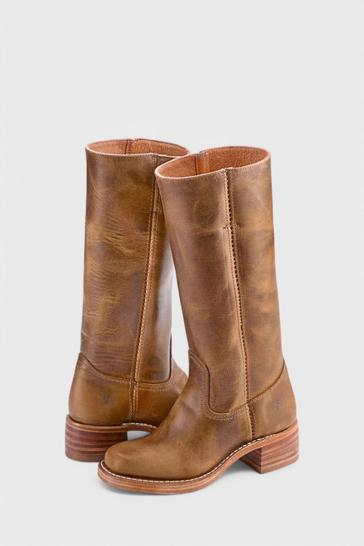 Sleek women's knee-high heeled boots. A timeless classic for sophisticated winter fashion.