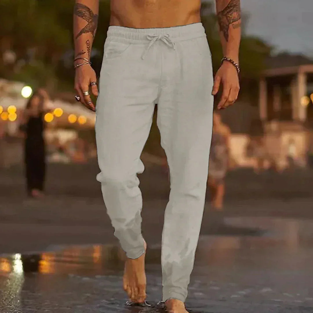 Elegant women's lace pants featuring a relaxed fit & elastic waist, ideal for summer comfort.