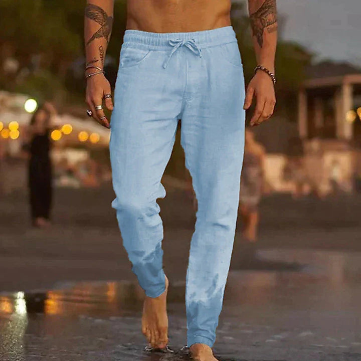 Classic women's summer lace trousers with an elastic waist, providing a comfortable & relaxed fit.