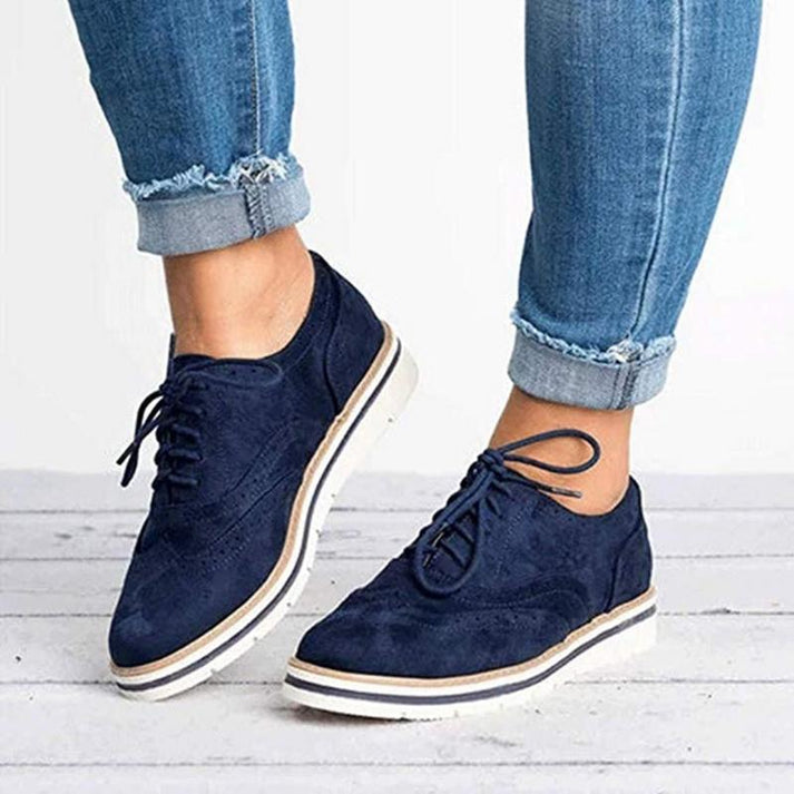 Comfortable women's brogue trainers with a flat sole, perfect casual shoes for all-day wear & versatile everyday style.