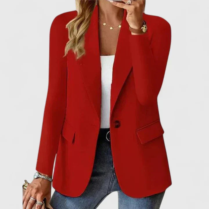 Versatile women's tailored blazer with single button & classic lapel. Perfect for business wear.