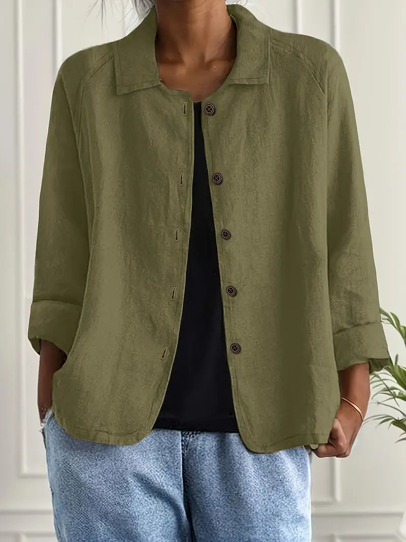 Beige lightweight everyday top for women. Classic style, soft fabric, ideal for comfortable versatile layering.