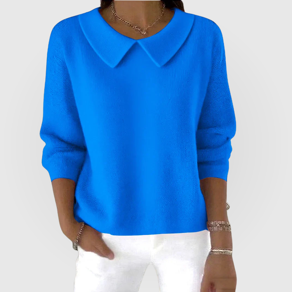 Stylish blue women's jumper, comfortable & versatile. Perfect for casual fashion and everyday wear with long sleeves.