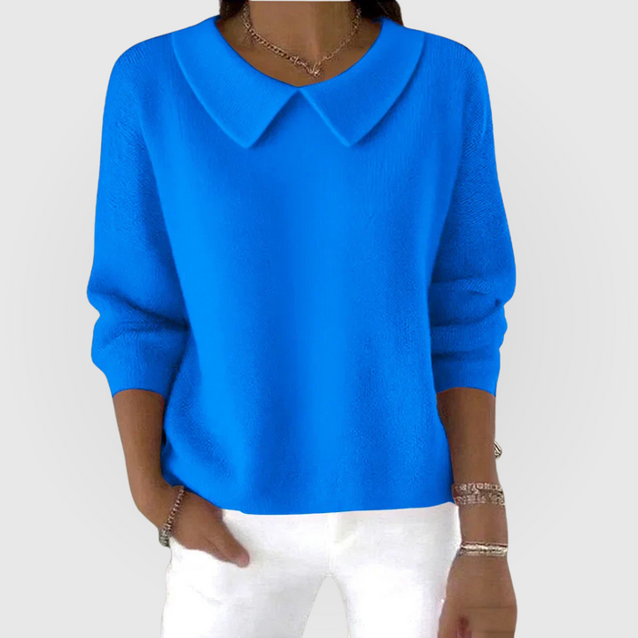Stylish blue women's jumper, comfortable & versatile. Perfect for casual fashion and everyday wear with long sleeves.