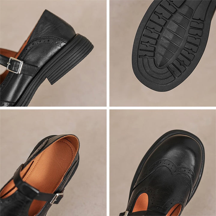 Timeless black women's Mary Jane shoes, classic buckle strap, closed toe, offering elegant style & comfort.