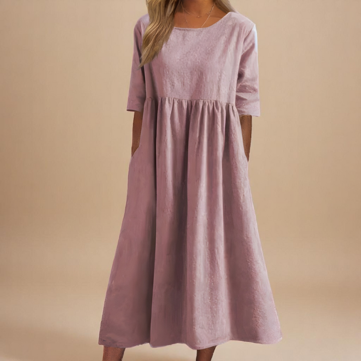 Women's fashion midi dress: a casual mid-sleeve style for spring, summer, and everyday wear.
