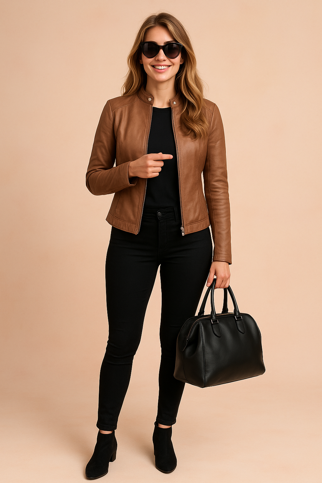 Close-up of the refined stitching on a women's elegant jacket.