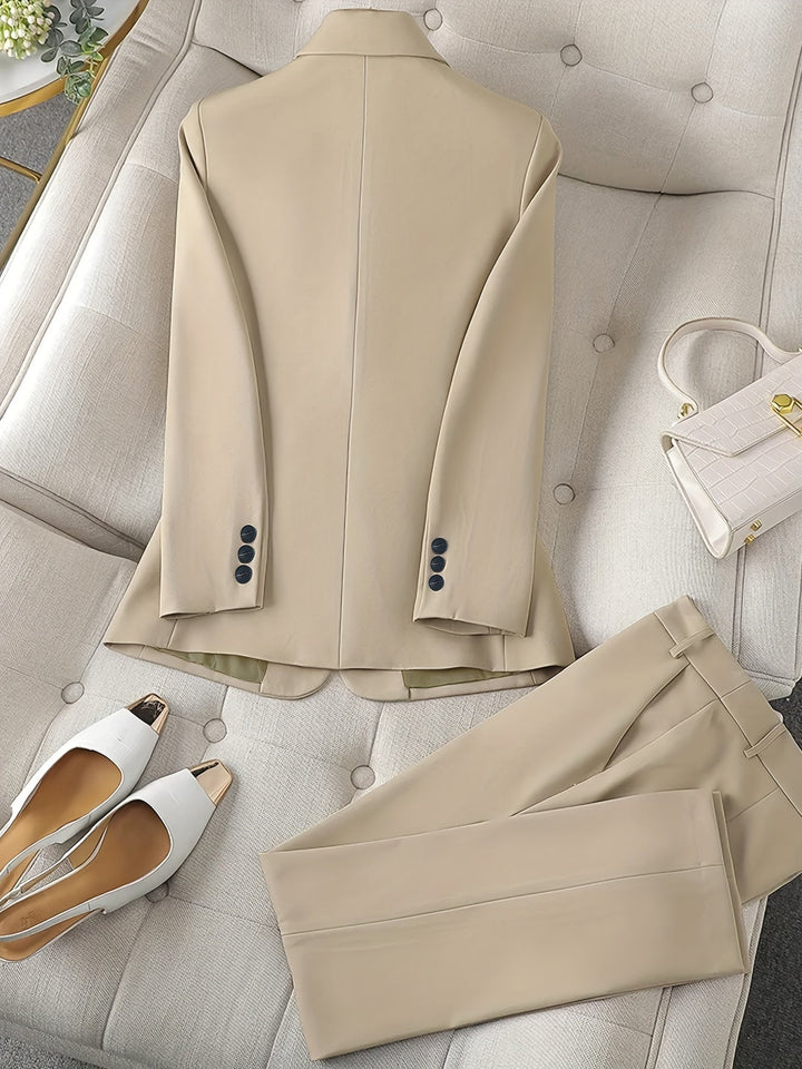 Tailored trousers and matching blazer: a classic women's suit set