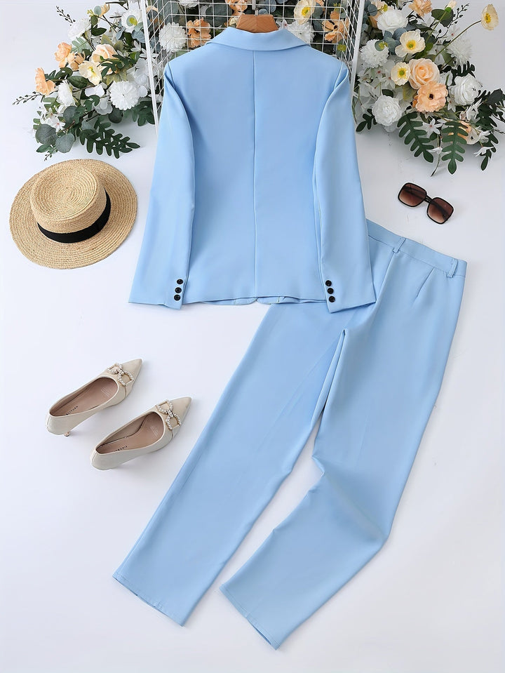 Stylish notched lapel blazer set for women, versatile fashion choice