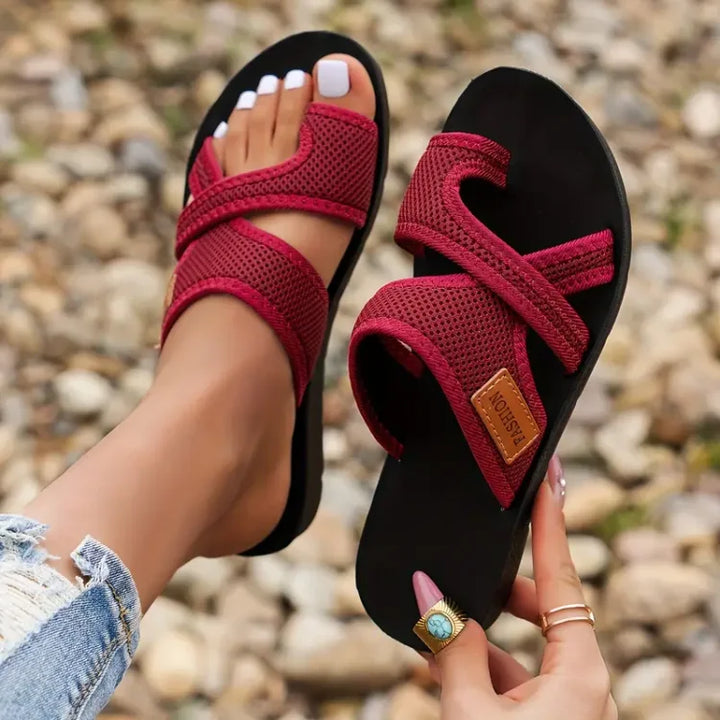 Orthopedic women's sandals, classic summer style, providing arch support for foot health & walking.