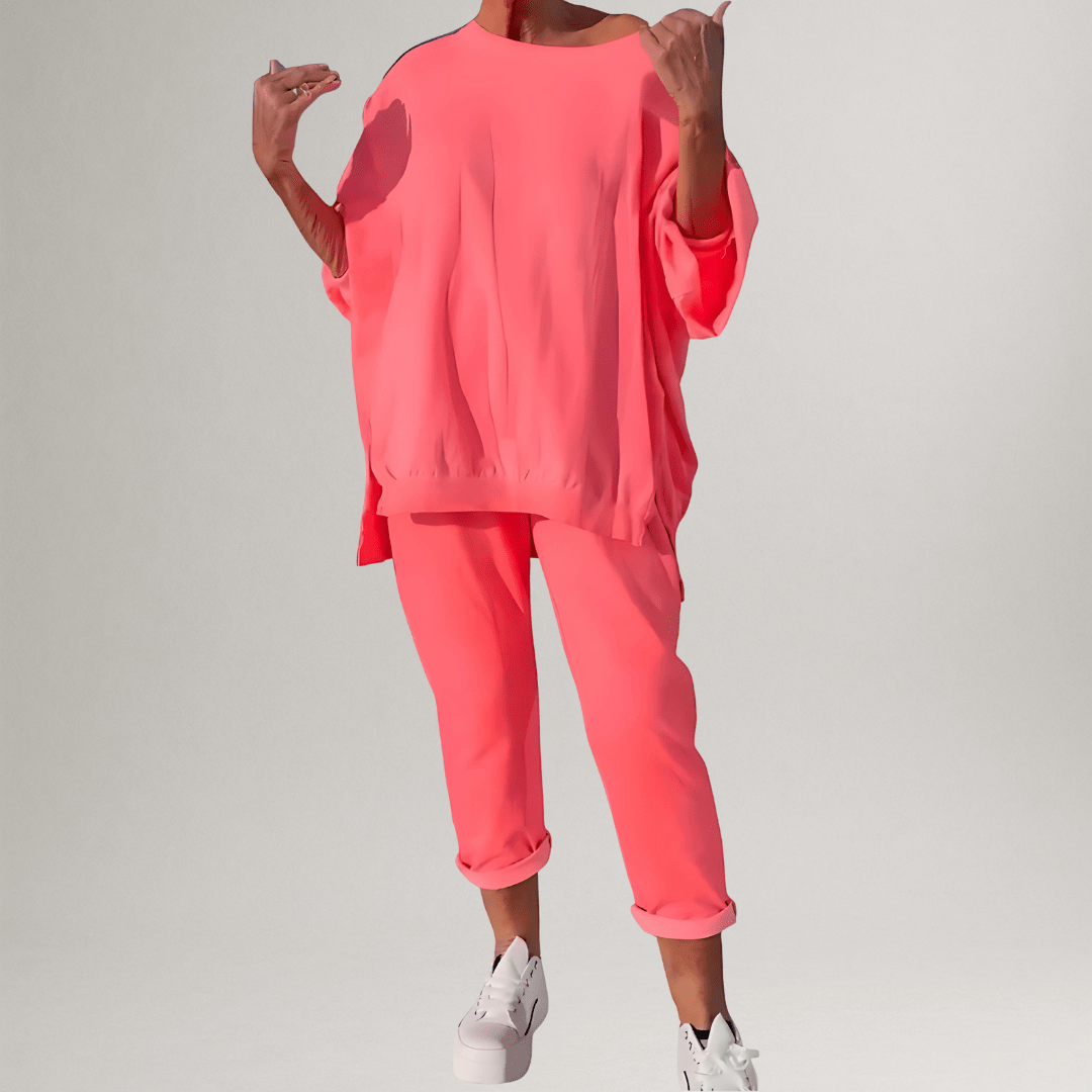 Women's classic oversized blouse & trouser lounge set in soft fabric for ultimate comfort & relaxed style.