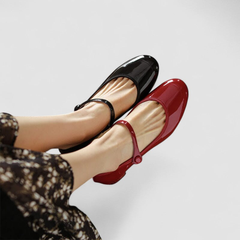 Versatile women's patent Mary Jane block heels. Elegant, comfortable, ideal for dress, work, or formal wear.