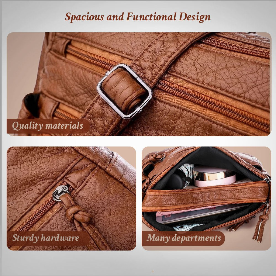 Fashionable women's genuine leather crossbody bag, a stylish shoulder handbag for modern women.