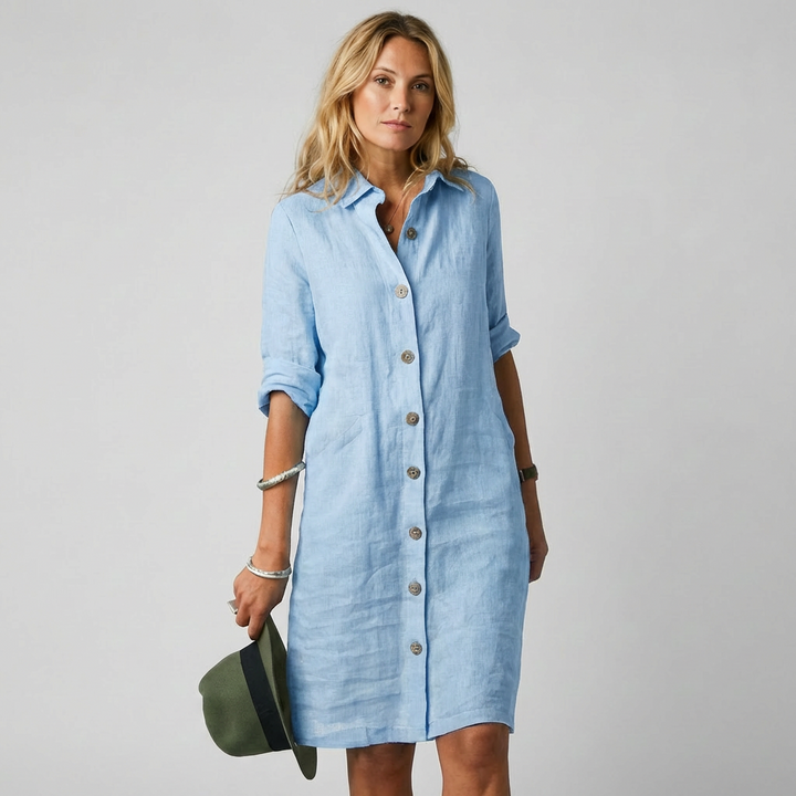 Women's Classic Shirt Midi Dress in a relaxed fit, perfect for casual or smart casual looks. Versatile women's fashion.