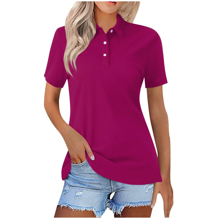 Minimalist fashion staple: women's classic short sleeve polo shirt.