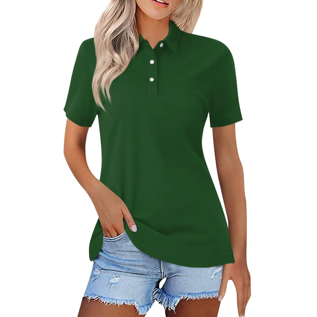 Smart casual women's polo shirt, a minimalist and versatile ladies top.