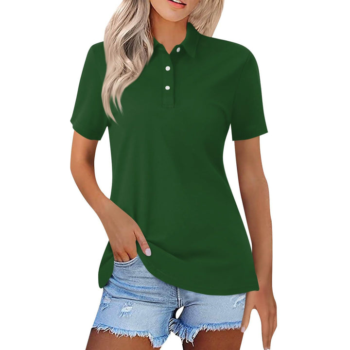 Smart casual women's polo shirt, a minimalist and versatile ladies top.