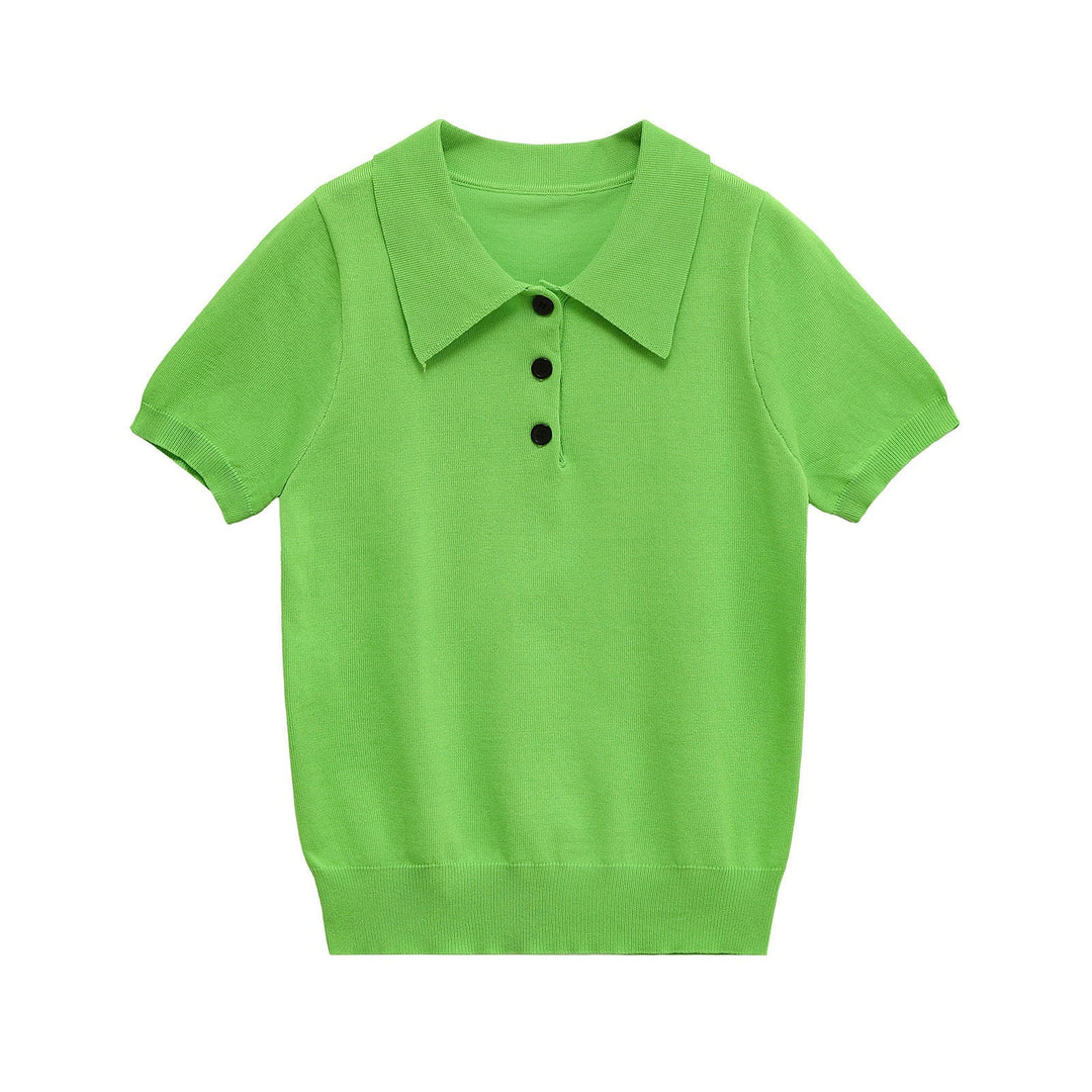Women's polo top in a classic design, short sleeve and slim fit, ideal for layering or solo wear.
