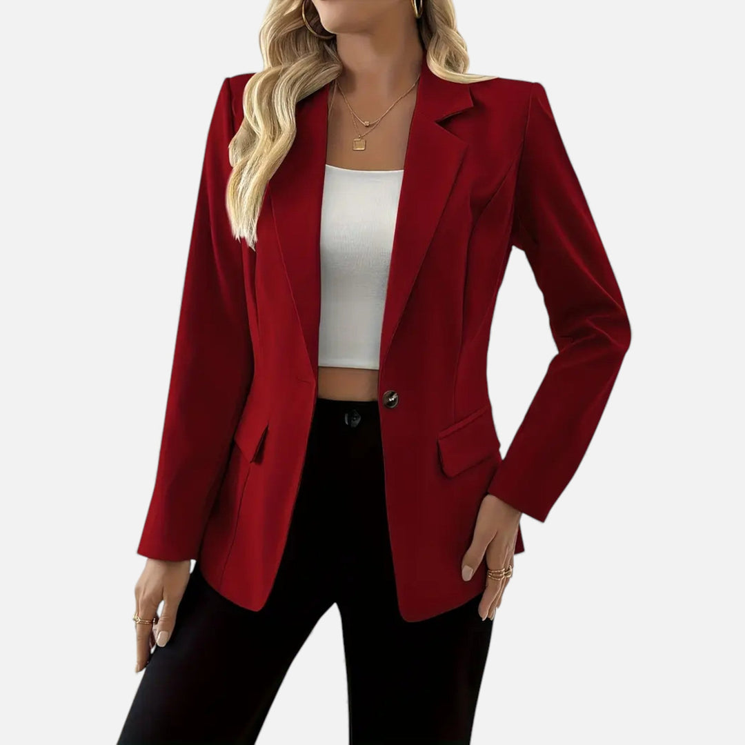 Women's classic single-breasted blazer for timeless style. Perfect professional or casual wear.