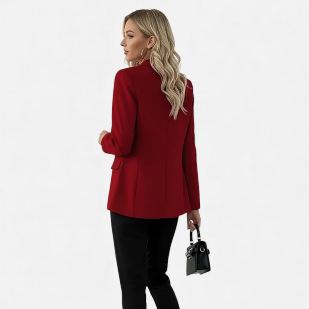 Versatile women's classic blazer. Essential outerwear for spring, fall, and summer layering.