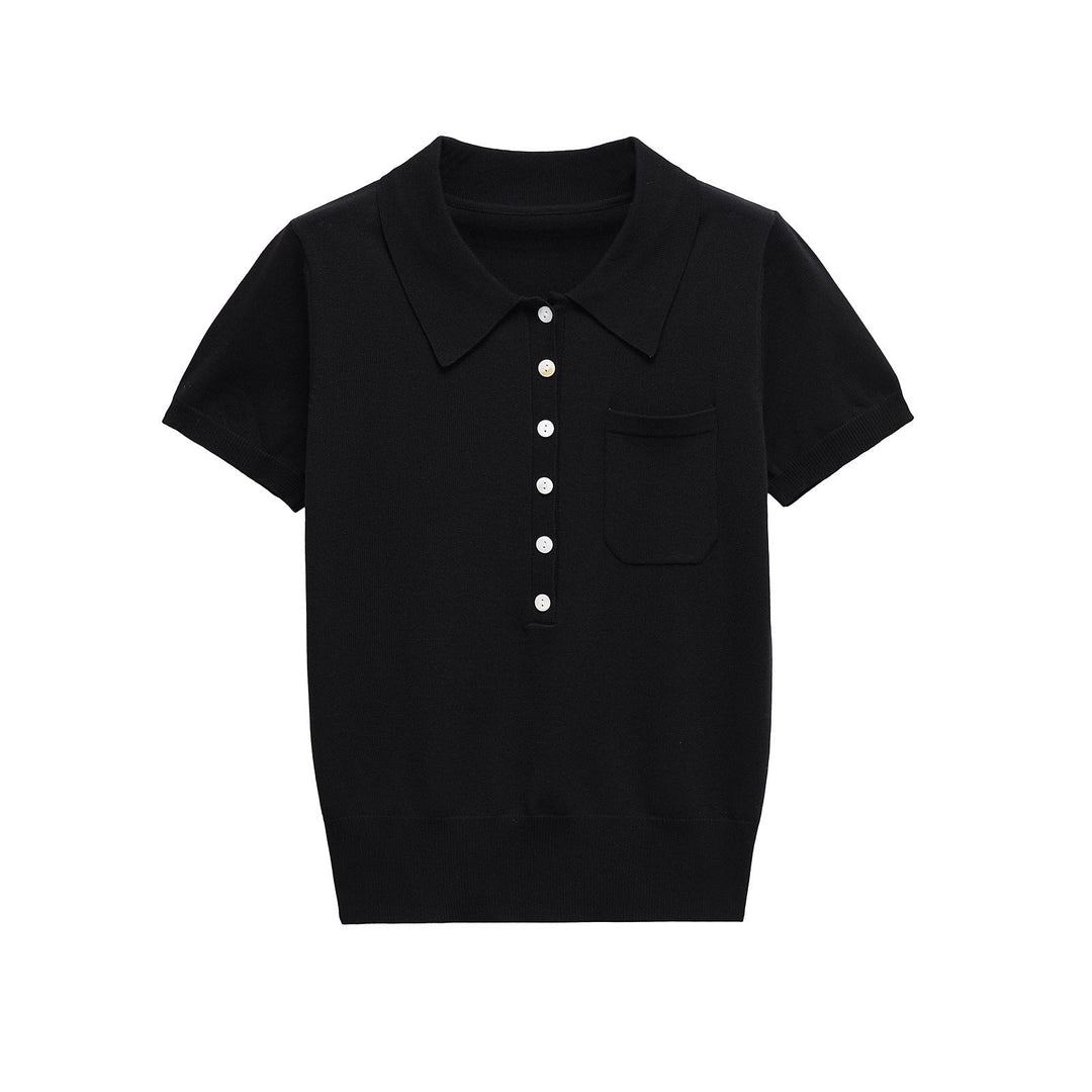Classic women's summer polo top with buttons. Slim fit & short sleeves offer a comfortable, chic style.