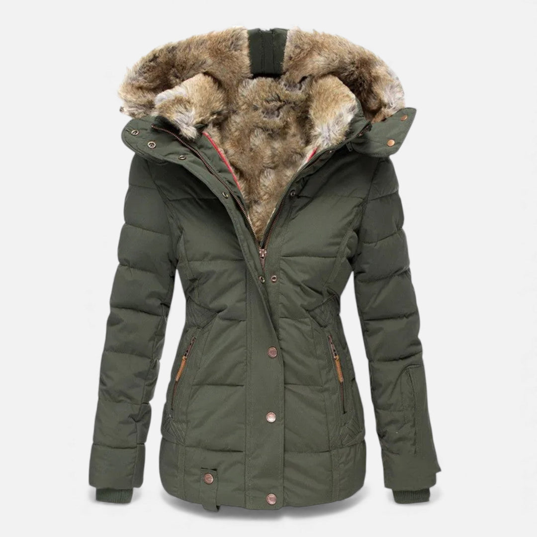 Women's classic slim fit zip-up hooded jacket, perfect for everyday casual wear and layering.