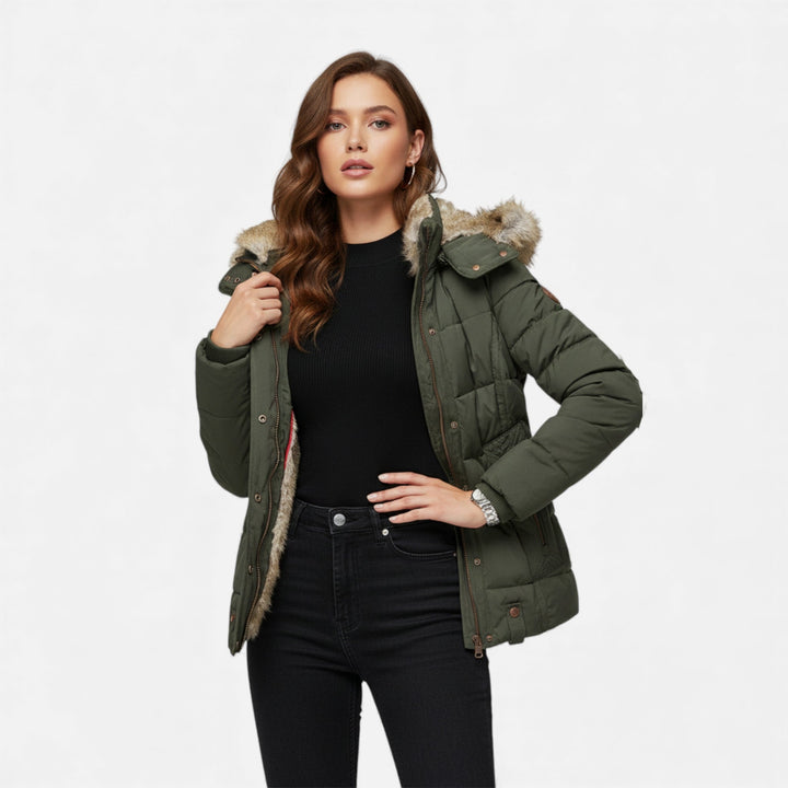Versatile women's slim fit zip-up hooded jacket, a comfortable layering piece for daily wear.