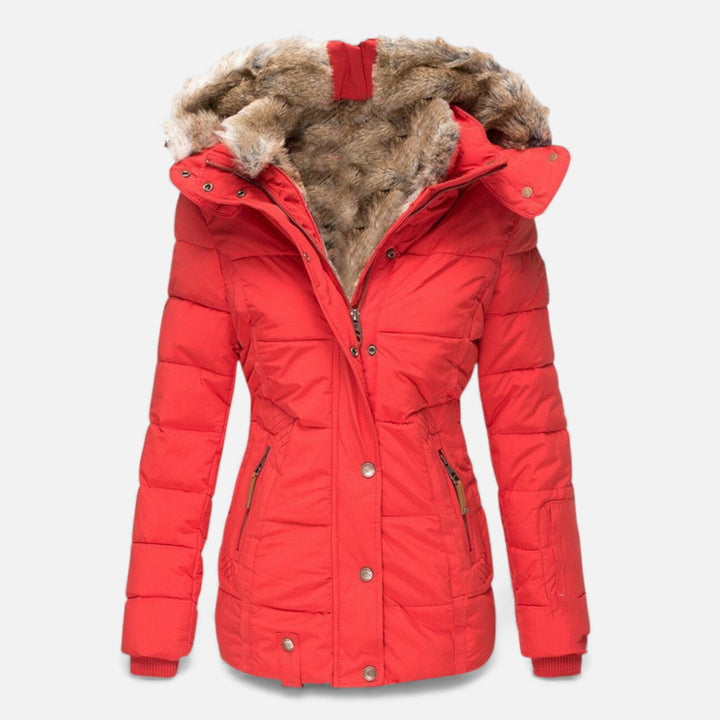 Women's classic hooded zip-up jacket in a slim fit, showcasing its comfortable and stylish design.