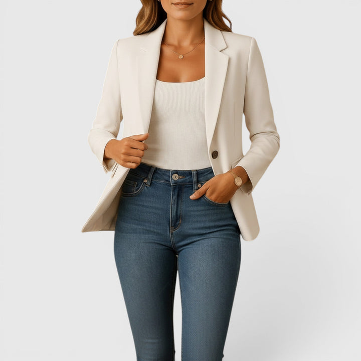 Women's tailored stretch jacket, a classic style blazer for professional elegance and comfort.