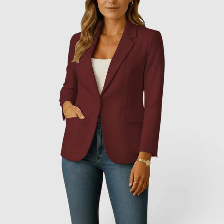 Chic women's blazer, a versatile tailored stretch jacket for formal or smart casual wear.
