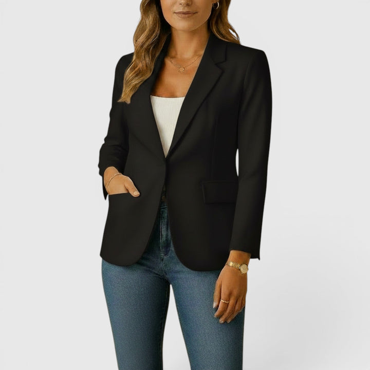 Chic women's office blazer, combining tailored style with stretch comfort for a polished look.