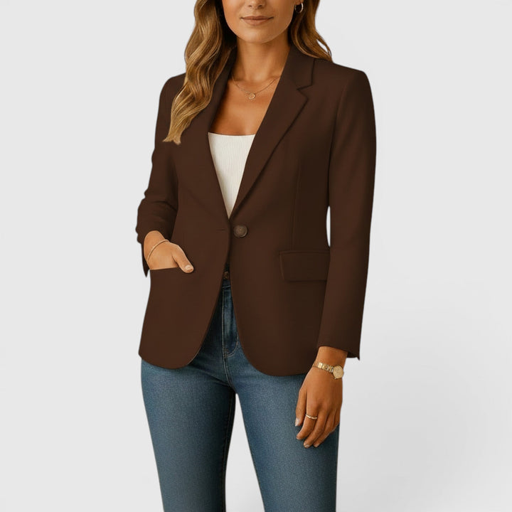Classic women's professional blazer, tailored for an elegant look & all-day comfort.