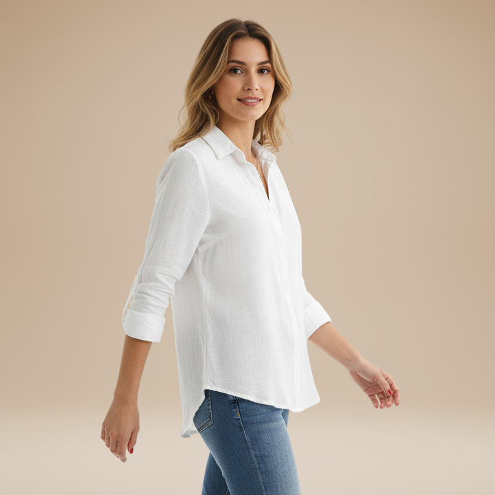 Women's black button-up shirt, a timeless piece for versatile wear