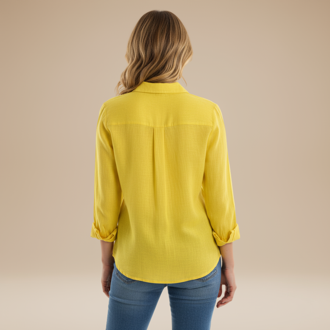 Close-up of cuff detail on a women's comfortable fit classic shirt