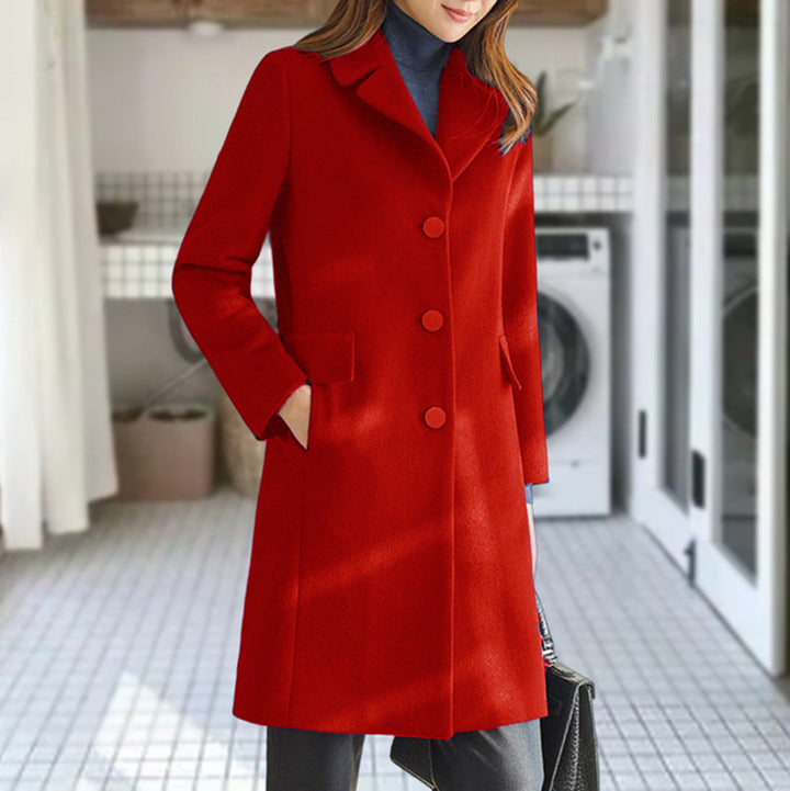 Fashionable women's elegant wool blend coat for cozy winter warmth