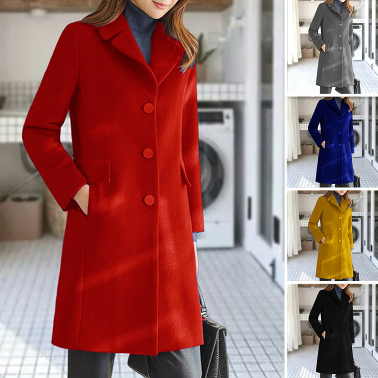 Close-up of women's classic wool blend coat fabric texture